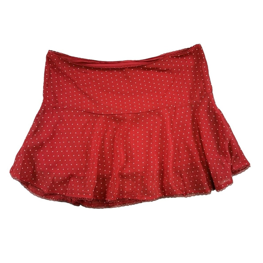 Wild Fable Red Polka Dot Lace Trim Mini Skirt Size M Romantic Y2K Festival Boho